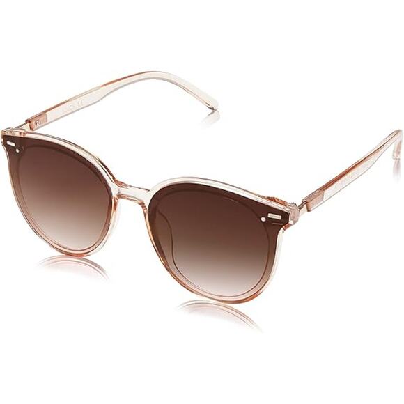 Sojos Womens Brown Frame Classic Round Retro Sunglasses w Scratch - Picture 1 of 4